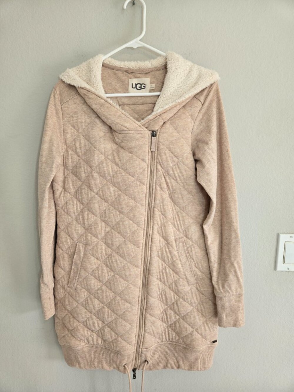 UGG Kayla Quilted Hoodie Jacket Neutral heather/tan shade size Small